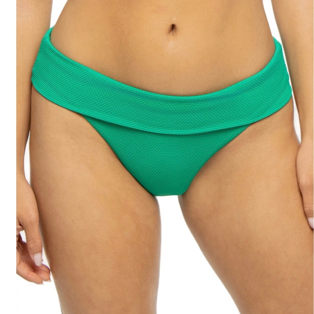 Maxswim Sydney Textured Swim Bikini Bottoms Green Size Small